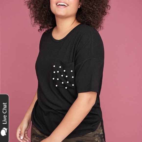 Lane Bryant Knit Pearl Pocket Tee Size 18/20 PLUS - Picture 1 of 11